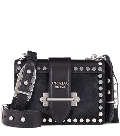 prada cahier studded black|prada galleria leather bag.